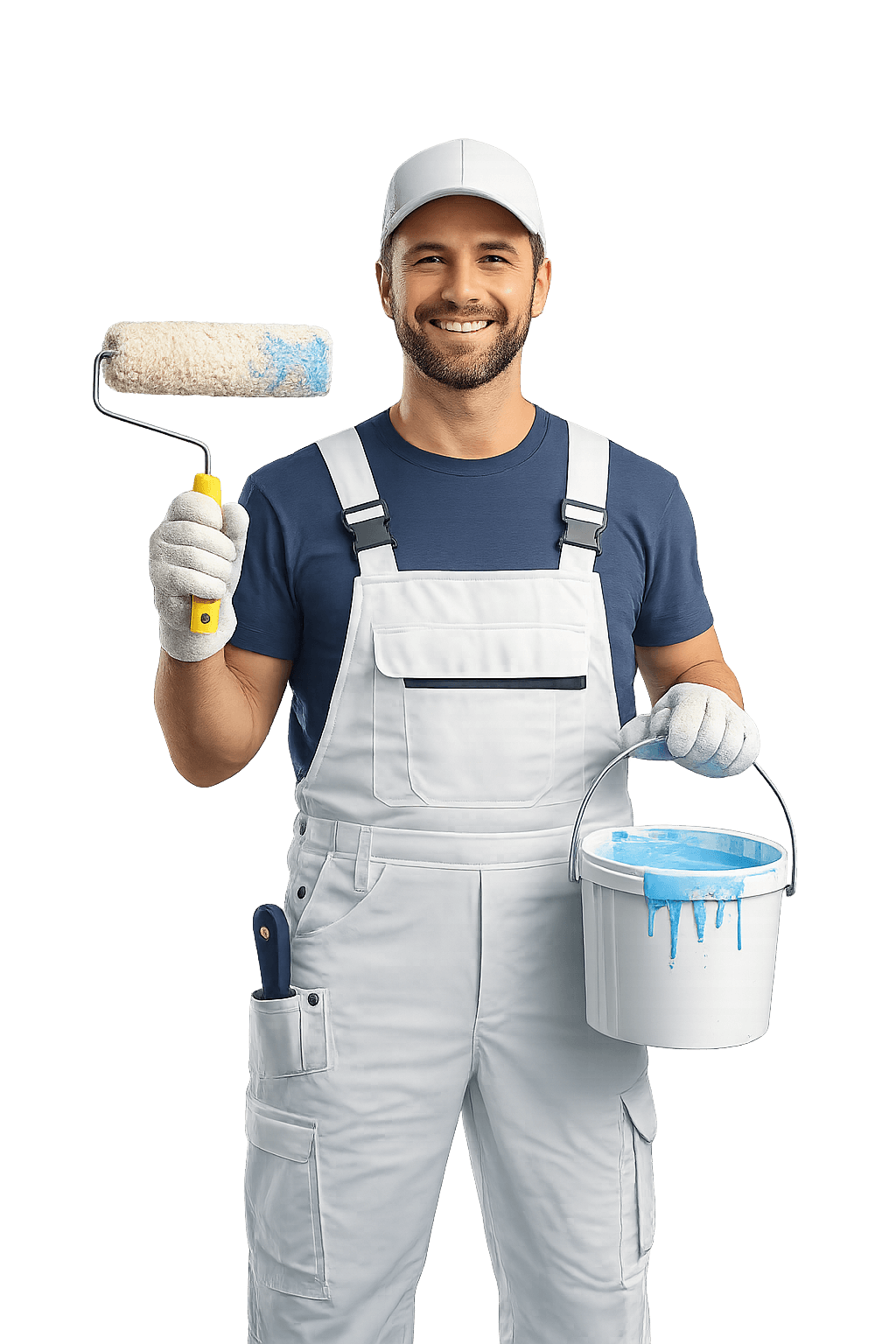 Profissional segurando um rolo de pintura